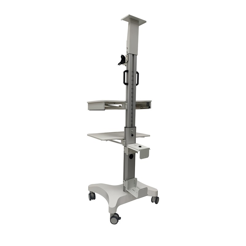 Cart Mobile Computer Workstation Sit Stand Desk Monitor Capacity 22 lbs gallery