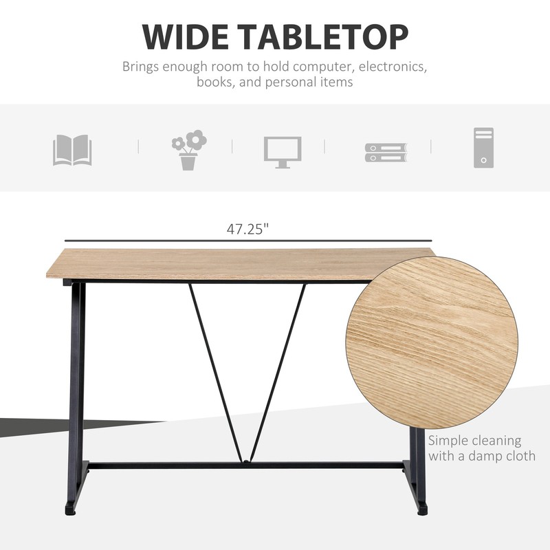 Modern Task Workstation Table Wood-Like Wide Tabletop and Adjustable Foot Pads gallery