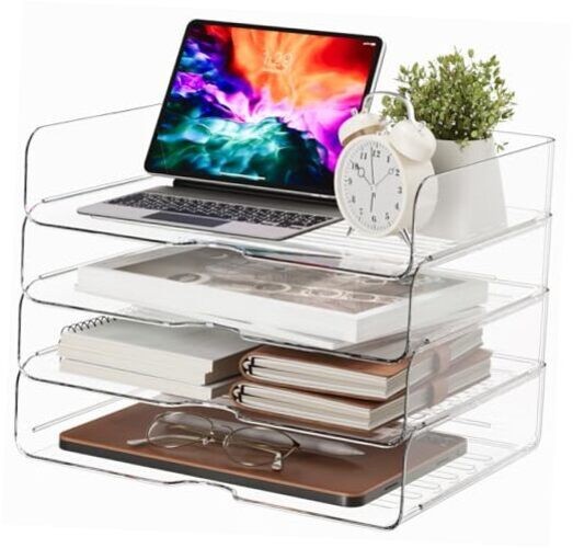 Large Capacity Desk Organizer Paper Organizer, File Organizer Wide 13in 4 Tier