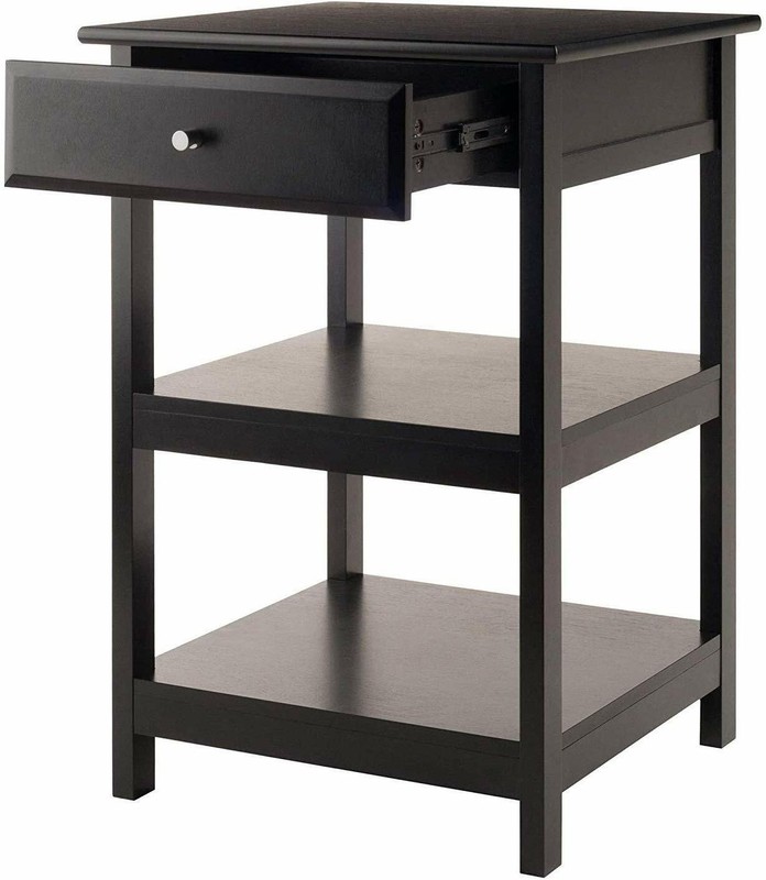 Printer Stand with Drawer and 2 Open Shelves Fax Machine Table Cart Desk Stand gallery