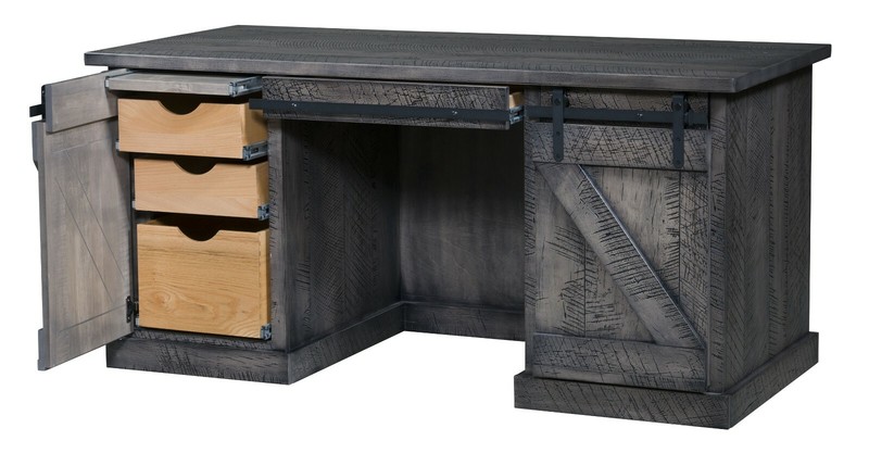 Amish Rustic Barn Door Rough Sawn Computer File Desk Solid Wood Old Look USA gallery