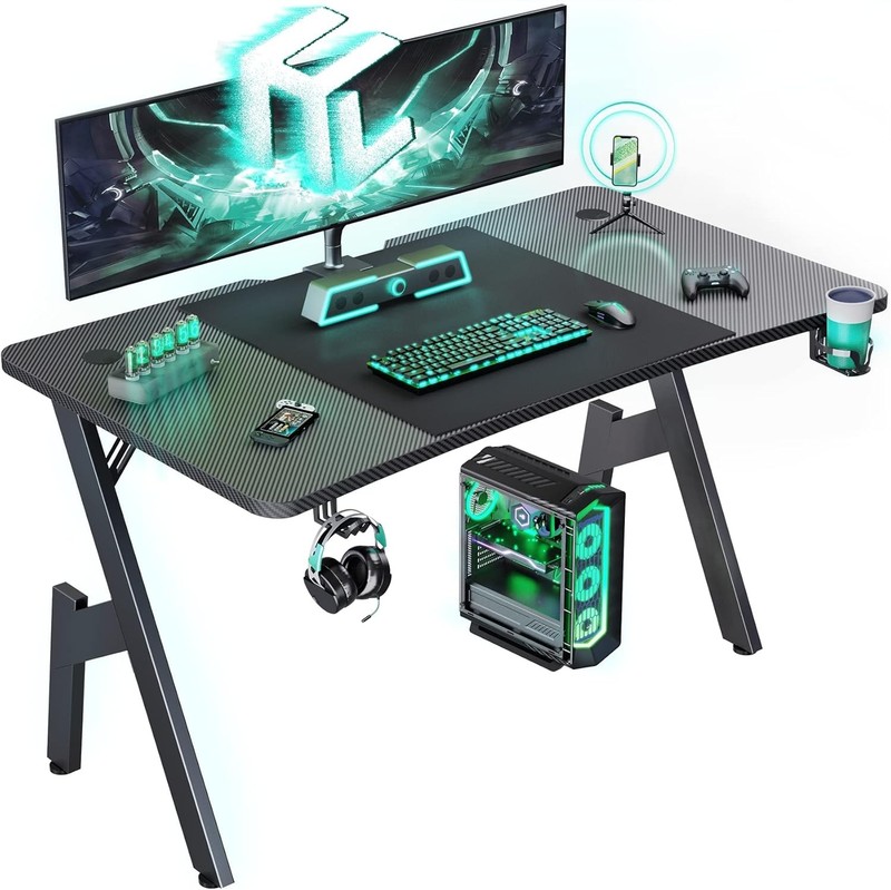 47/55 inch Ergonomic Gaming Desk with Headphone Hook & Cup Holder, Gaming Table gallery