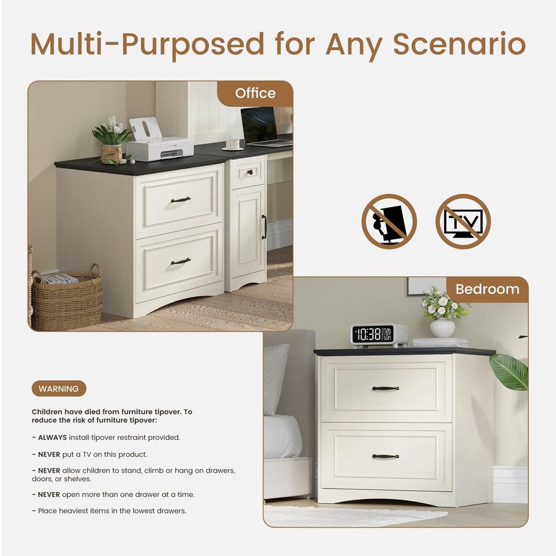 Farmhouse File Cabinet, 30" Lateral Filing Cabinet with 2 Drawers and Hanging... gallery
