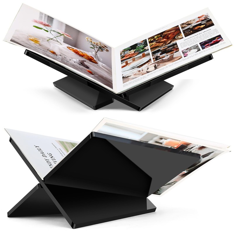 Acrylic Book Stand Large Black Acrylic Book Holder, 12.5" x 9.5" x 5.7", Open Bo