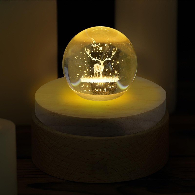 Olutacot 10 Pcs Wooden LED Display Bases Round Wood Lighted White gallery