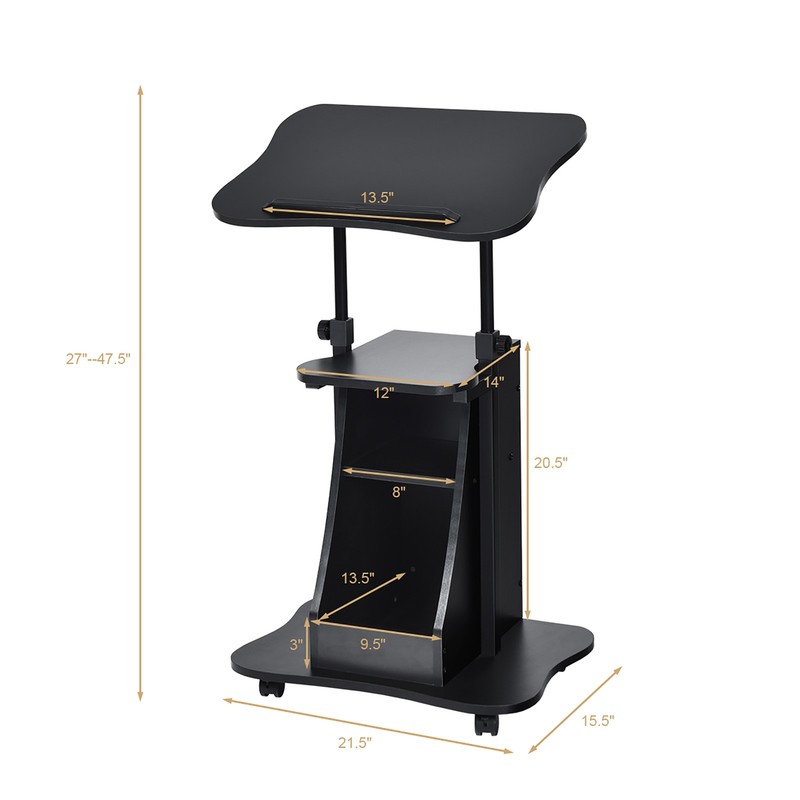 Set of 2 Sit-to-Stand Laptop Desk Cart Rolling Mobile Height Adjustable gallery