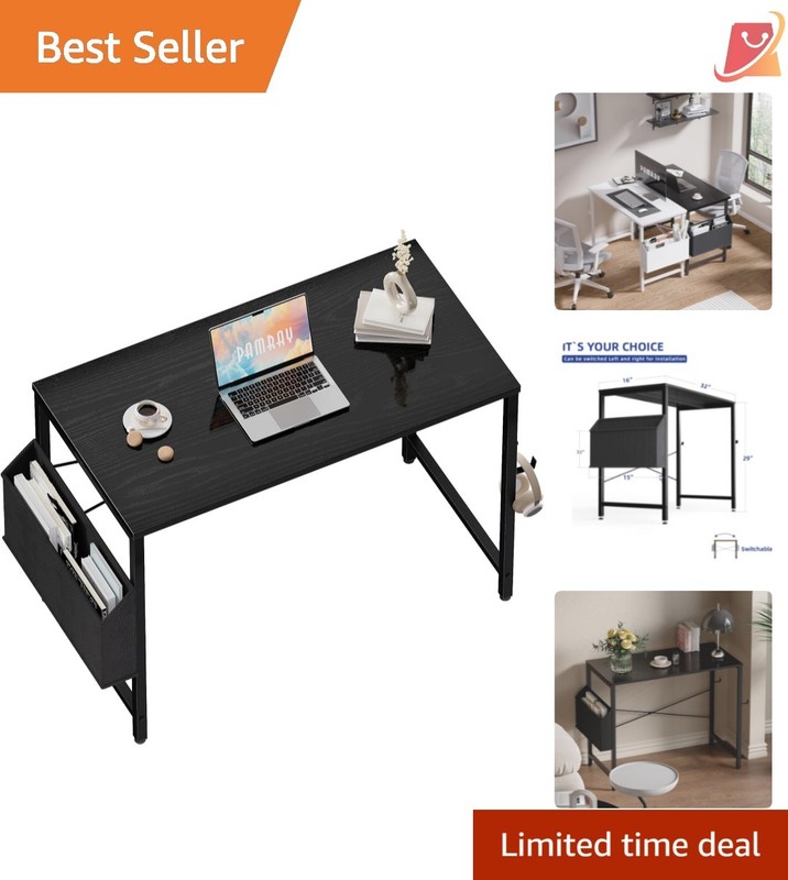 32 Inch Modern Computer Desk Small Space Office Study with Storage Bag