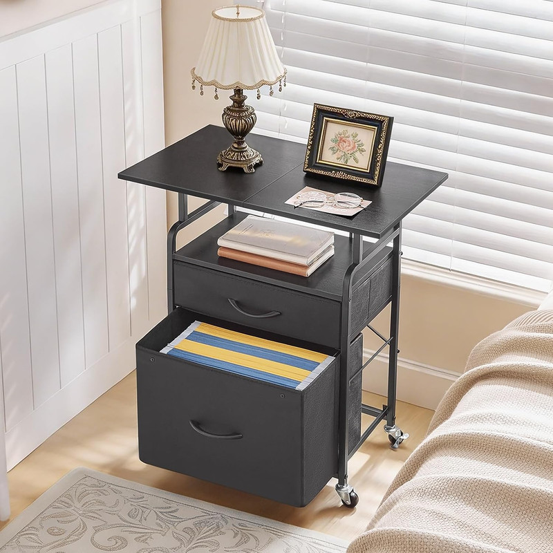 Printer Stand, Printer Table with Drawers, Mobile Filing Cabinet with Charging S gallery