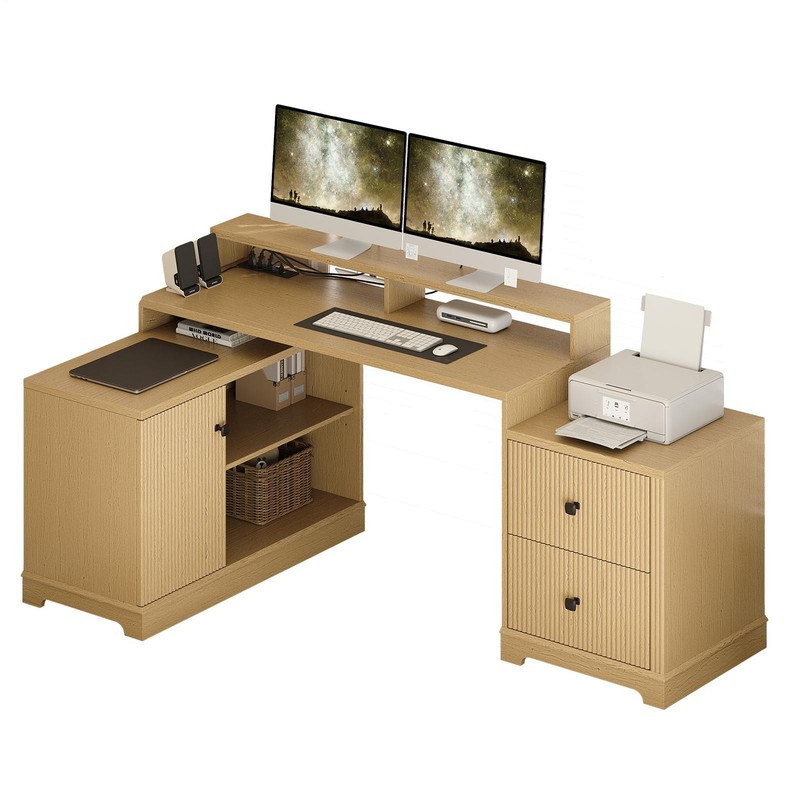 66" L Shaped Gaming Desk Corner Laptop Table Computer Desk Workstation gallery