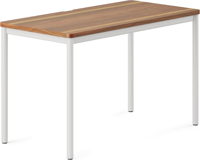 Elegant Walnut White Home Office Desk with Easy Assembly and Cable Notch