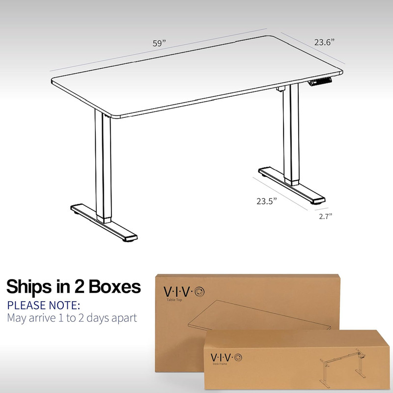 VIVO Electric Standing Desk 60"x24", Memory Height, 220 lbs Capacity, Black gallery