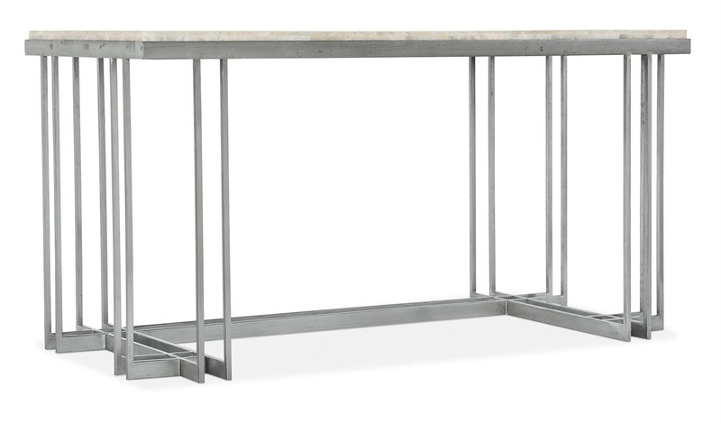 Bowery Hill Metal Base/Onyx Top Writing Desk in White/Pewter