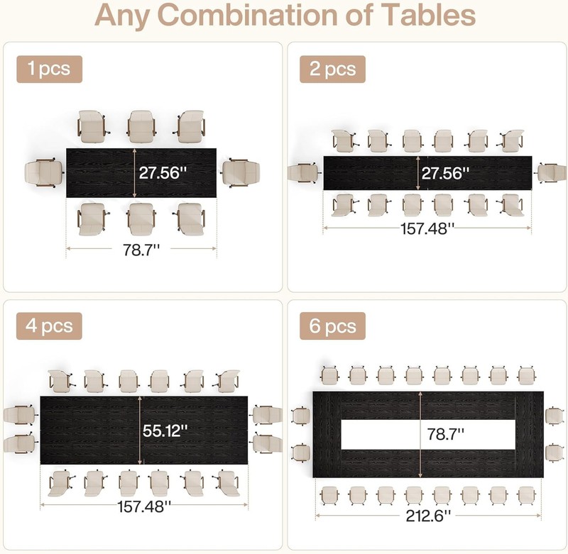 6.5FT Conference Table, 78.7-Inch Modern Rectangle Meeting Table for 6-8 People gallery