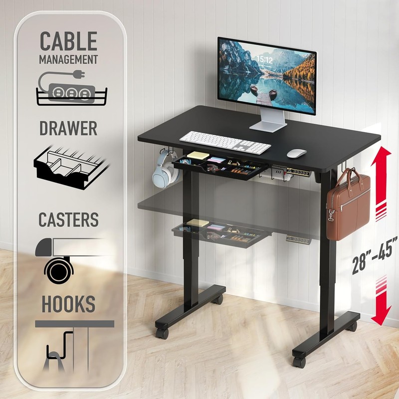 Adjustable Desk SHW 40in Electric Sit Stand Black gallery