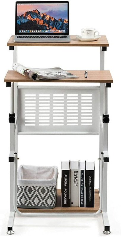 Height Adjustable Standing Desk with U-Shaped Footrest and Storage Solutions gallery