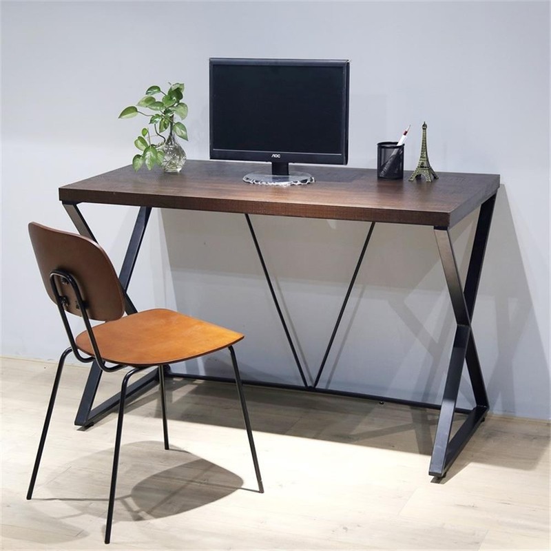 Pemberly Row Industrial Metal Computer Desk in Elm and Black gallery