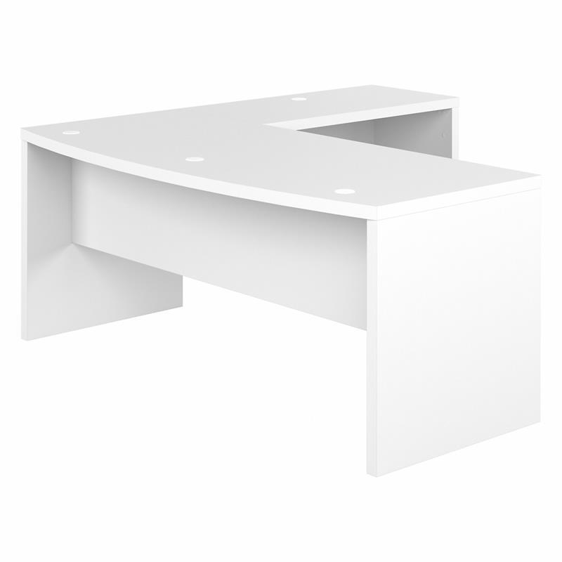 Echo 72W Bow Front L Shaped Desk in Pure White – Engineered Wood