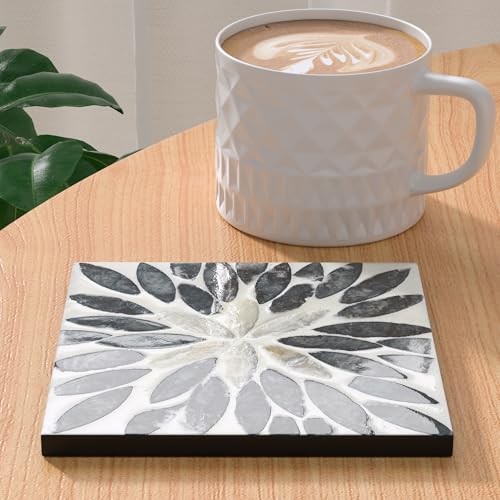Square Resin Coasters for Drinks,Non-Slip Coffee Cup Coasters, 4×4 Inches Blue