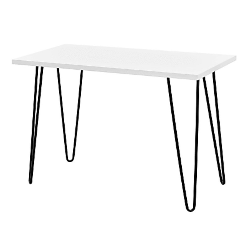 Ameriwood HOME Desk with Hairpin Legs White Metal Wood Home Office 9683306COMB gallery