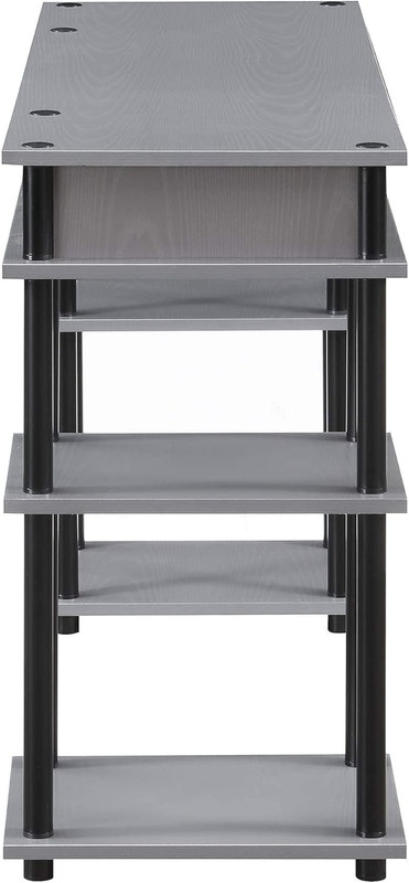 Stylish No-Tools Home Office Desk with Shelves - Gray/Black, 47.25" L gallery