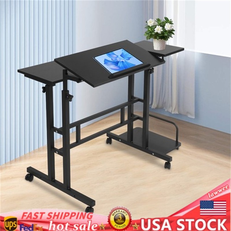 Mobile Standing Desk Foldable Computer Desk Adjustable Hight for Home Office
