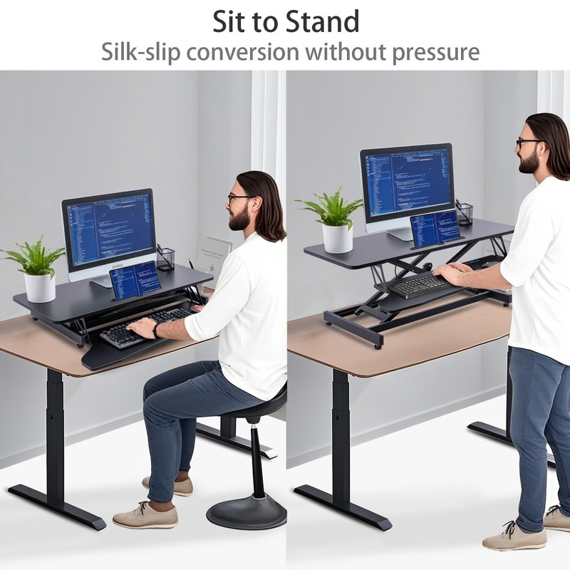 CXRCY 36" Standing Desk Converter - Height Adjustable Office Desk Riser (Black) gallery
