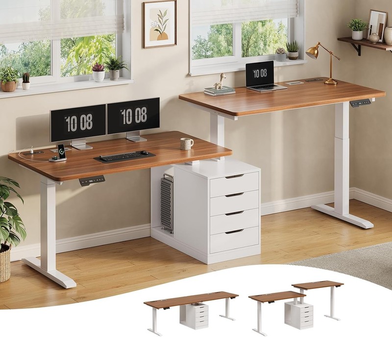 94» Long Standing Desk with 4 Drawers Modern Height Adjustable Two Person Desk