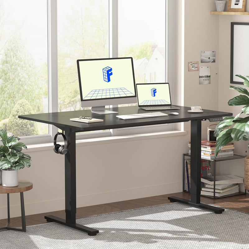 Height Adjustable Electric Standing Desk 48"x30" - Black Frame & Top gallery