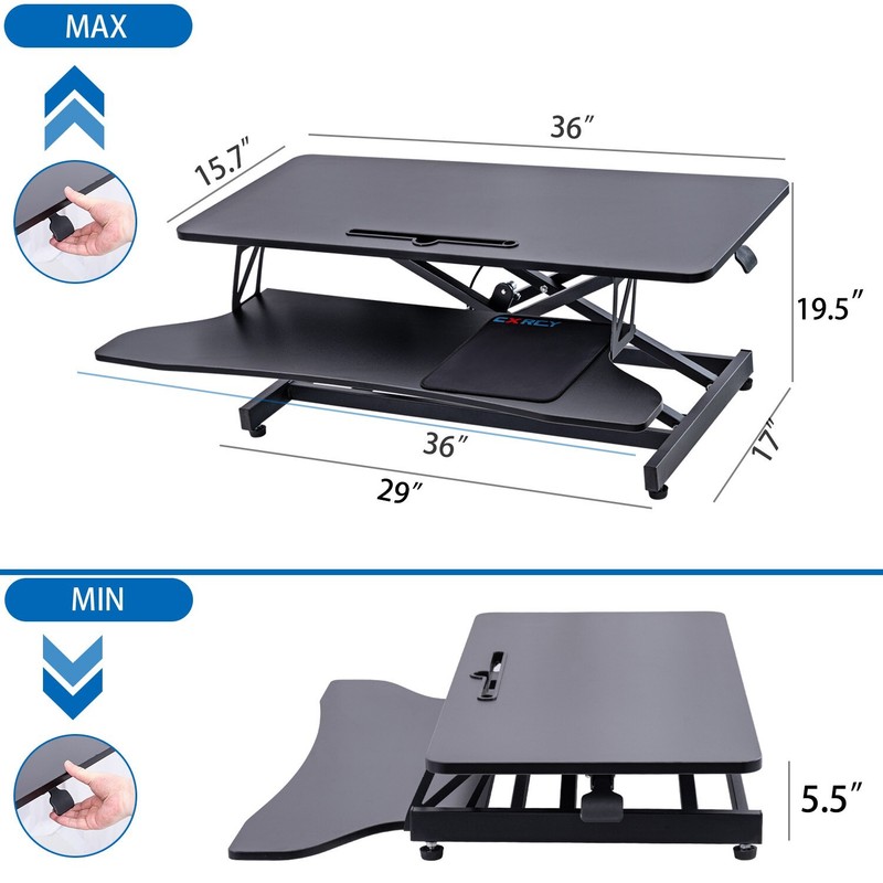 CXRCY 36" Standing Desk Converter - Height Adjustable Office Desk Riser (Black) gallery
