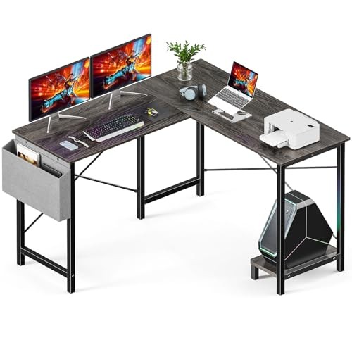 L Shaped Desk Computer Gaming Corner Table 50 Inch Home Office 50 Inches Grey