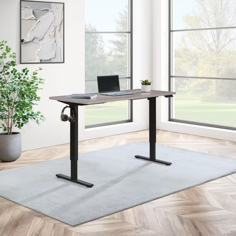 Primo 59" W Sit to Stand Electric Height Adjustable Desk with Light Grey Top and