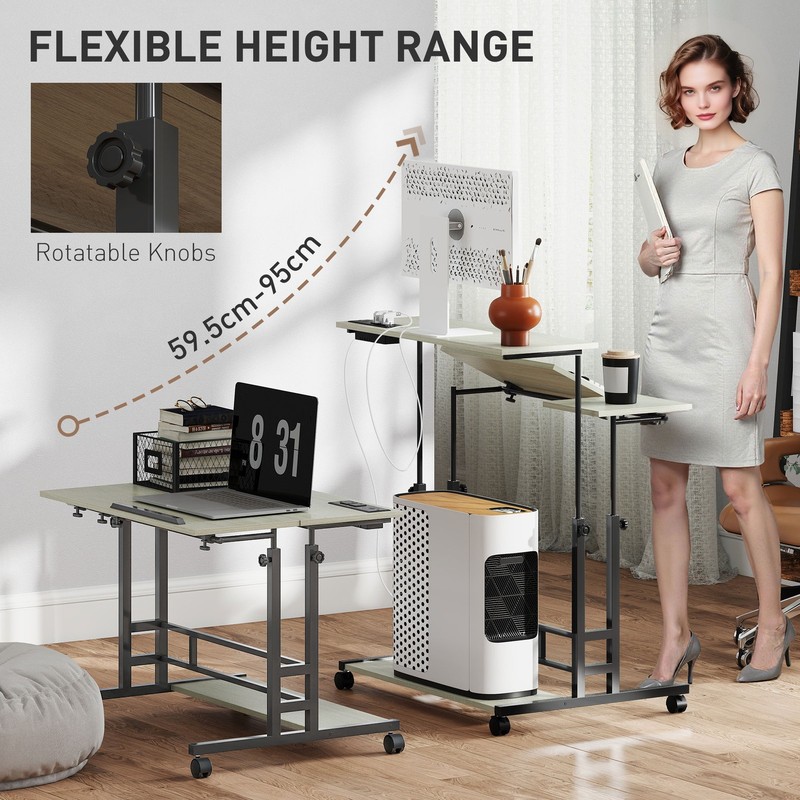HOMCOM Adjustable Standing Desk w/ Power Outlets, Refurbished gallery