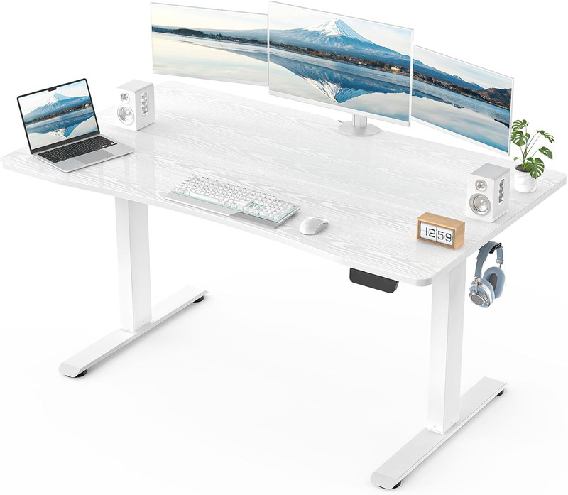 55×28 Electric Standing Desk Adjustable Height Sit Stand Home Office White