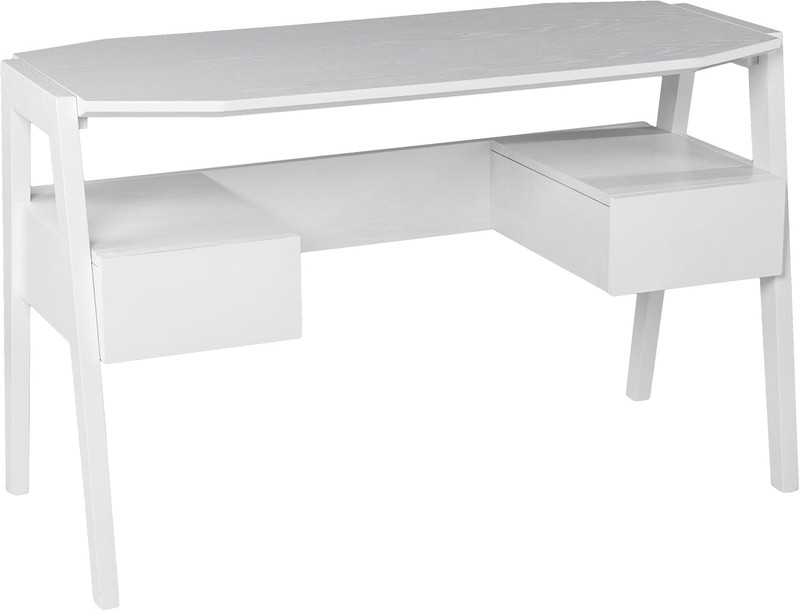 Clyden Midcentury Modern White Writing Desk with Storage Solutions