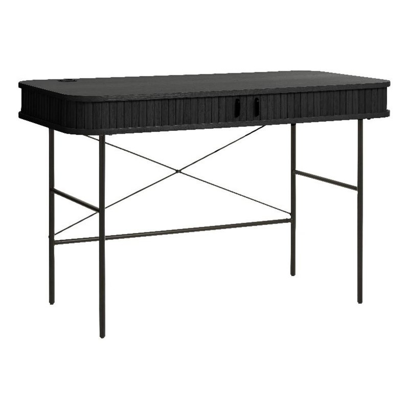 Unique Furniture Mid-Century Modern Rounded Sliding Door 47×24 Desk in Black