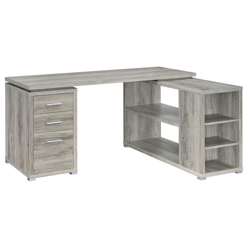2 PC REVERSIBLE GREY DRIFTWOOD L-SHAPED HOME OFFICE DESK BOOKCASE FURNITURE
