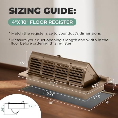 2-in-1 Vent Deflector & Floor Vent Covers - Floor Register 4x10 - 2 Pack - Brown gallery