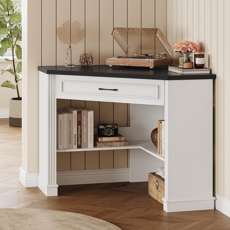 31.5" Corner Computer Desk, Corner Desk with Storage Shelves for Small Space gallery
