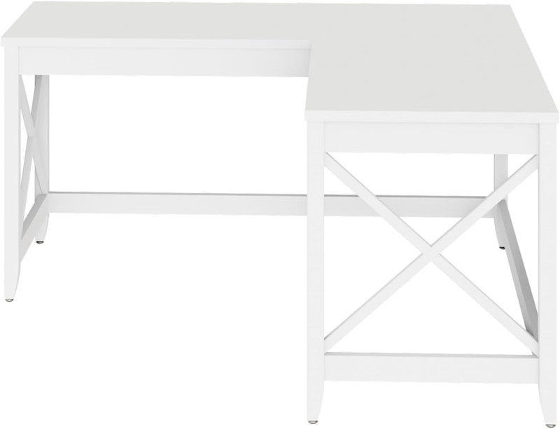Workspace by L-Shaped Farmhouse Desk, 58.27" X 58.27" X 29.53", White gallery