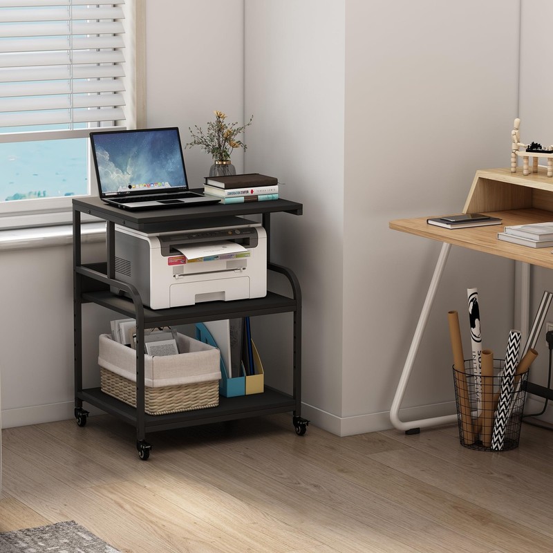 Printer Stand, 23.6 x18.9 x 30 Inches Large Printer Table with Adjustable Sto... gallery