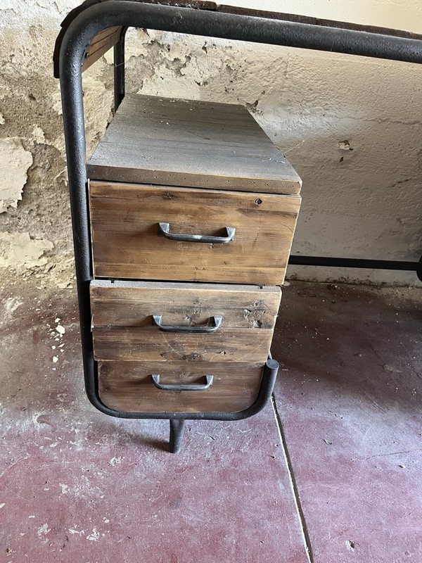 Industrial Reclaimed Wood Desk with Drawers gallery