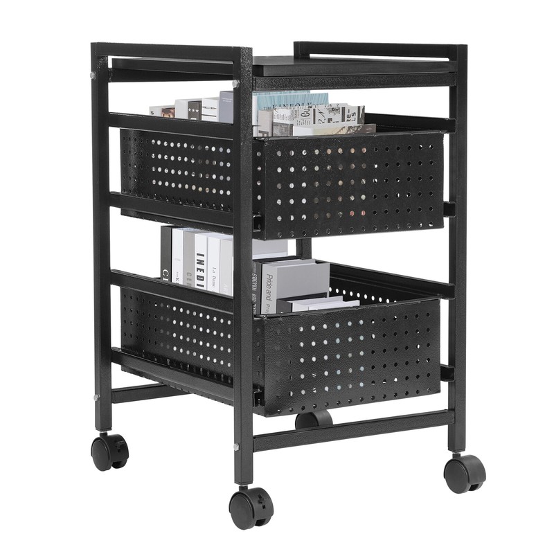 2-Tier File Storage Drawer Cart Organizer on Wheels for Home Office Small Space gallery