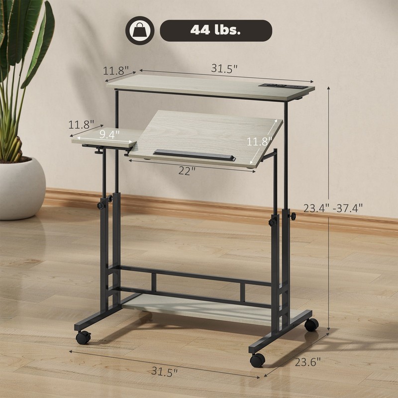 HOMCOM Adjustable Standing Desk w/ Power Outlets, Refurbished gallery