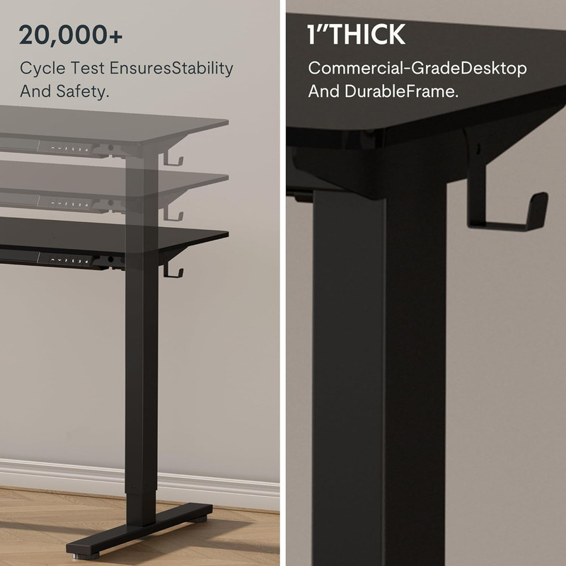 Height Adjustable Electric Standing Desk 48"x30" - Black Frame & Top gallery