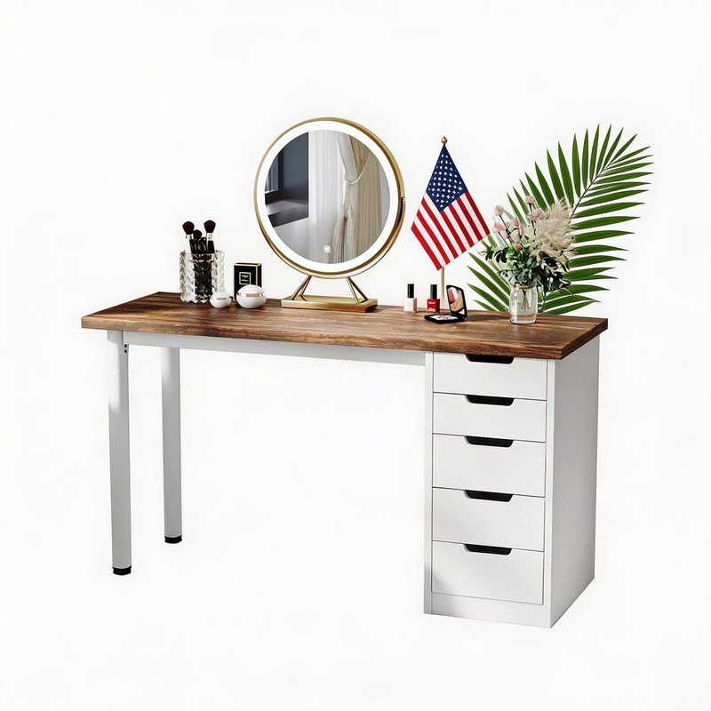 47'' Office Computer Desk with 5 Drawers –Modern Study Writing Table,Sturdy Legs