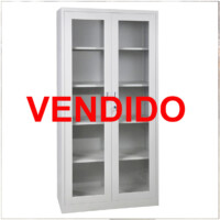 VITRINA METALICA CON PINTURA RAYADA Y ABOYADURA PEQUEÑA (CONSULTAR STOCK)