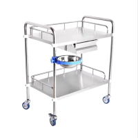 Carro Curación Clínico Un Cajon Acero Inox. Premium