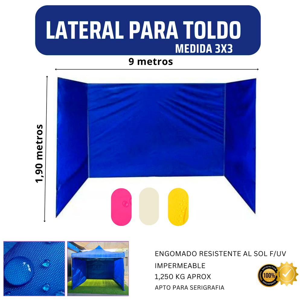 Lateral Toldo 3x3 Azul Lateral Toldo 3x3 Azul