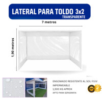 Lateral Toldo 3x2 Trasparente blanco