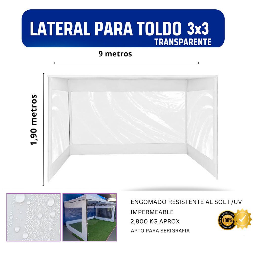 Lateral Toldo 3x3 Trasparente blanco Lateral Toldo 3x3 Trasparente blanco